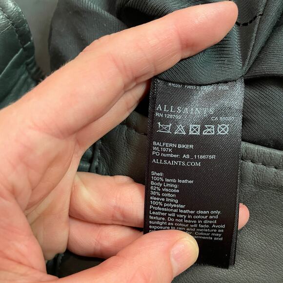 All Saints Balfern Grey Leather Moto Jacket - Picture 11 of 11